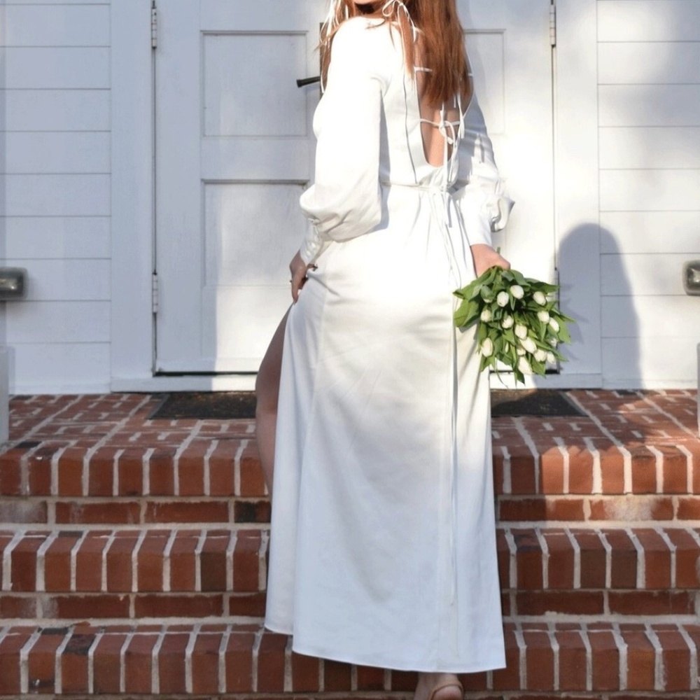 Beautiful The Drop Caroline Crawford Long Sleeve White Maxi Dress Size L